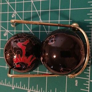 Chinese hand massage Asian ornate balls in case